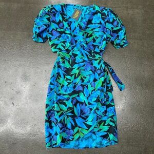 Blue Green Floral Size Small Cover Up & Dress Set